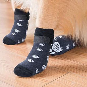 Rypet Anti Slip Dog Socks 3 Pairs - Dog Grip Socks with Straps Traction Control for Indoor on Hardwood Floor Wear, Pet Paw Protector for Small Medium Large Dogs L