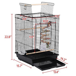 Yaheetech Open Play Top Travel Bird Cage for Conure Sun Parakeet Green Cheek Conure Lovebird Budgie Finch Canary, Small-Size Travel Portable