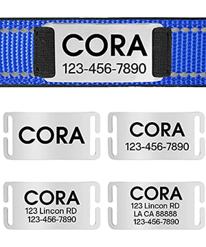 Joytale Personalized Dog Collars, Reflective Nylon Dog Collar with Engraved Name Plate, Customized for Large Dogs, Dark Blue, L