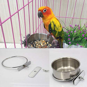 Old Tjikko Pet Feeder Water,10oz 20oz 30oz Bird Hamster Small Animal Cup with Holder,Stainless Steel 10oz Cage Coop Hook Cup for Small Animal Cage Bowl (10oz Stainless Steel Bowl)