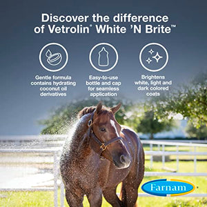 Farnam Vetrolin White ’N Brite Shampoo, Deep Cleaning and Color Brightening Shampoo for Horses and Dogs. 32 ounces