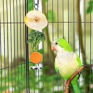 Bird Food Holder Stainless Steel Fruit Vegetable Stick Skewer for Parrots Cockatoo Cockatiel Cage Treating Tool (L: 7.86inch)