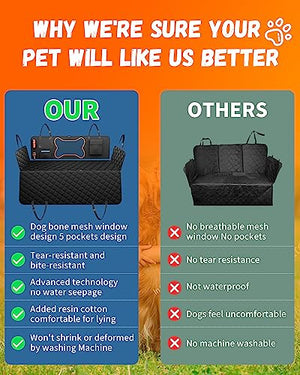 QINGTI Dog Seat Cover for Car Back Seat, SUVs & Trucks - Zipper Design Seat Protector for Dogs w/Mesh Window & Waterproof – Durable & Scratch-Proof – Pet Car Seat Cover Hammock