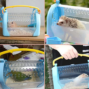 kathson Portable Hamster Cage Dwarf Hamster Carry Travel Cage with Water Bottle Food Bowl Adjustable Strap Pet Outgoing Cage for Gerbil Hedgehog Mice Squirrel