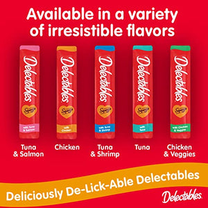 Hartz Delectables Squeeze Up Interactive Lickable Wet Cat Treats for Adult & Senior Cats, Chicken & Veggies, 4 Count (Pack of 8)