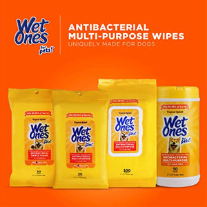 Wet Ones for Pets Multi-Purpose Dog Wipes with Aloe Vera for All Dogs in Tropical Splash, Wipes for Paws & All Purpose | 50 Ct Cannister