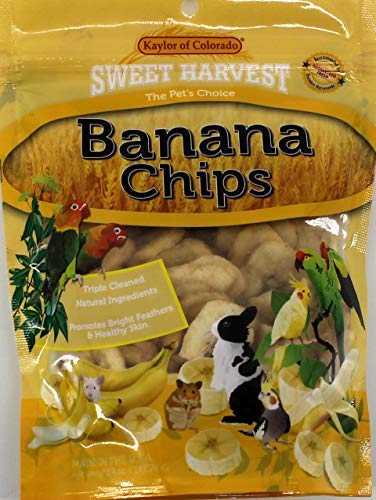 Sweet Harvest Banana Chips Treat, 4.0 Oz Bag - Real Fruit for Birds and Small Animals - Rabbits, Hamsters, Guinea Pigs, Mice, Gerbils, Rats, Cockatiels, Parrots, Macaws, Conures