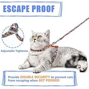 Supet Cat Harness and Leash Escape Proof for Small Large Cats, Adjustable Cat Collars Harnesses & Leashes for Walking, Lightweight Kitten Harness