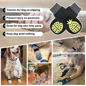 BEAUTYZOO Non Slip Dog Socks for Small Medium Large Dogs, Grip Dog Paw Protector for Hard Wood Floor Senior Old Dogs,Injury Protection to Prevent Licking 2 Pairs Socks Anti Twist for Hot/Cold Pavement