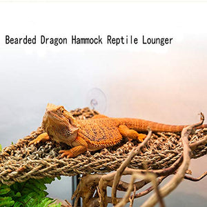 kathson Reptile Lizard Bearded Dragon Hammock Reptile Lounger Hermit Crab Climbing Toys Tank Accessories for Habitats 100% Natural Grass Fibers Hammock Bed for Geckos 2 PCS