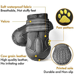 XSY&G Dog Boots,Waterproof Dog Shoes,Dog Booties with Reflective Rugged Anti-Slip Sole and Skid-Proof,Outdoor Dog Shoes for Medium to Large Dogs 4Pcs-Size7