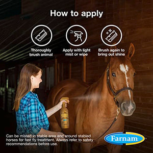 Farnam Bronco Gold Horse Fly Spray, Grooming Aid, Coat Conditioner, 32 Ounces, Quart Spray