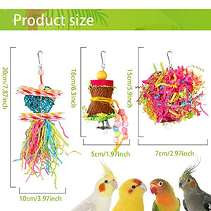 YUEPET 4 Pack Bird Shredder Toys Small Parrot Chewing Toys Parrot Cage Foraging Hanging Toy for Small Bird Parakeets Parrotlets Lovebirds Cockatiels