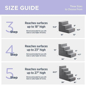 Lesure Dog Stairs for Small Dogs - Pet Stairs for High Beds and Couch, Folding Pet Steps with CertiPUR-US Certified Foam for Cat and Doggy, Non-Slip Bottom Dog Steps, Grey, 4 Steps