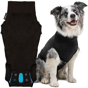 Recovery Suit for Dogs - Dog Surgery Recovery Suit with Clip-Up System - Breathable Fabric for Spay, Neuter, Skin Conditions, Incontinence - Medium Dog Suit by Suitical, Black