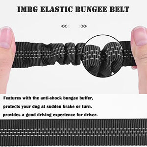 iMBG Dog Seat Belts for Car, Adjustable Nylon Restraint Car Seat Belt for Dog, Strong Dog Car Safety Harness with Elastic Bungee Buffer, 360 Degree Swivel Attach Won't Twist