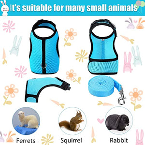 SATINIOR 2 Pieces Bunny Rabbit Harness with Leash Cute Adjustable Buckle Breathable Mesh Vest for Kitten Puppy Small Pets Walking (M, Blue, Pink) Medium