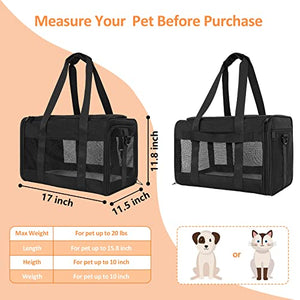 Mancro Cat Carrier, Pet Carrier Airline Approved for Medium Cats 20lbs, Dog Carrier for Small Dogs and Puppies, Soft Sided Collapsible Top Loading Cat Bag Carrier for Travel & Car