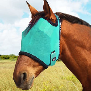 Harrison Howard All Round Mesh Horse Fly Mask UV Protective with Fleece Padded Edging Mint L