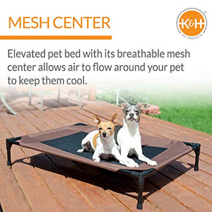 K&H Pet Products Cooling Elevated Dog Bed Outdoor Raised with Washable Breathable Mesh, Cot No-Slip Rubber Feet, Portable Indoor Bed, Large Chocolate/Black Mesh