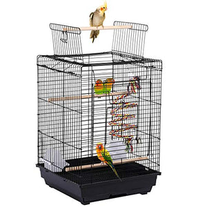 Yaheetech Open Play Top Travel Bird Cage for Conure Sun Parakeet Green Cheek Conure Lovebird Budgie Finch Canary, Small-Size Travel Portable