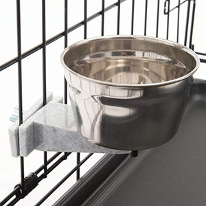 Lixit Quick Lock Stainless Steel Cage Bowl for Dogs, Silver, 10 Ounce (0711)