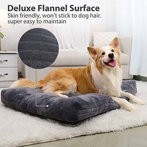 Dog Crate Bed Washable Dog Beds for Large Dogs Deluxe Thick Flannel Fluffy Comfy Kennel Pad Anti-Slip & Anti-Scratch Pet Sleeping Mat, 35 x 23 Inch, Gray