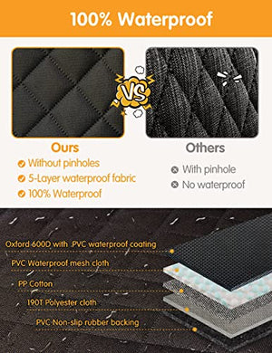 nzonpet 4-in-1 Dog Car Seat Cover, 100% Waterproof Scratchproof Hammock with Big Mesh Window, Durable Nonslip Pets Back Cover Protector for Cars Trucks SUVs - Black