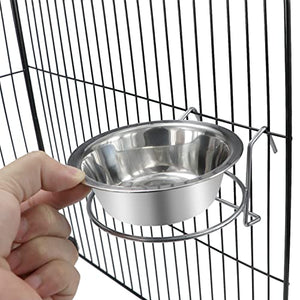 Wontee Pet Bowl Stainless Steel Hanging Food Water Bowls Bird Cage Feeder for Birds, Parrots, Small Sized Dogs and Cats (S)