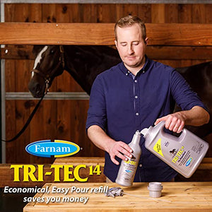 Farnam Tri-Tec 14 Horse Fly Spray, Kills, Repels, Protects, 128 Ounces, Easy Pour Gallon Refill