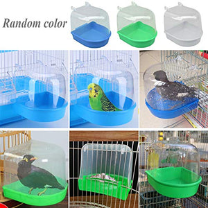 Parrot Bath Box Bird Cage Accessory Supplies Bathing Tub Bath for Parakeet Pet Brids Canary Budgies Parrot (Random Color)