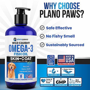 Omega 3 Fish Oil for Dogs - Better Than Salmon Oil for Dogs - Dog Fish Oil Supplement for Shedding, Allergy, Itch Relief - Supports Dry Skin, Joints - Dog Skin and Coat Supplement - Fish Oil Liquid