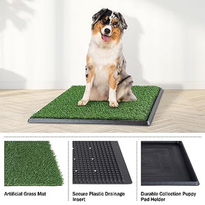 Artificial Grass Puppy Pee Pad for Dogs and Small Pets - 20x25 Reusable 3-Layer Training Potty Pad with Tray - Dog Housebreaking Supplies by PETMAKER