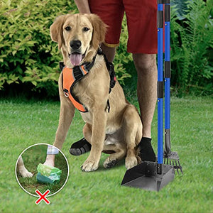 TOOGE Pooper Scooper for Large Medium Small Dogs Dog Pooper Scooper for Yard with Heavy Duty Metal Long Handle Rake and Tray for Pet Waste Pick Up