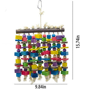 Deloky Large Bird Parrot Chewing Toy - Multicolored Natural Wooden Blocks Bird Parrot Tearing Toys Suggested for Large Macaws cokatoos,African Grey and a Variety of Amazon Parrots(15.7" X 9.8")