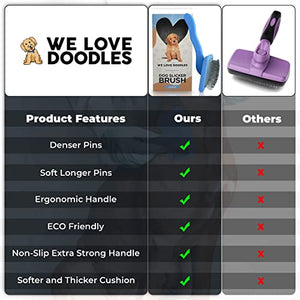 We Love Doodles Dog Slicker Brush for Grooming Pet Hair Poodle Brush for Shedding Medium & Long Haired Dogs Brush - Goldendoodle Long Pin Brush (Large)