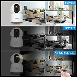 ELEPRO Wireless Security Camera, WiFi Surveillance Camera, Indoor Home Security Camera Pet Camera