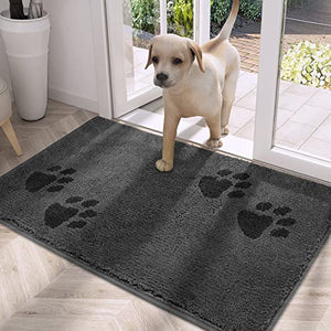 PURRUGS Dirt Trapper Door mat 24" x 35.5", Non-Skid/Slip Machine Washable Microfiber Entrance Rug, Shoes Scraper, Dog Door Mat, Super Absorbent Floor mat for Muddy Wet Shoes and Paws, Grey