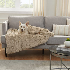 Best Friends by Sheri Calming Shag Fur Pet Throw Blanket, Taupe, 40"x50"