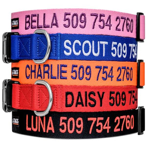 GoTags Personalized Dog Collar, Custom Embroidered Collar with Pet Name and Phone Number in Blue, Black, Pink, Red and Orange, for Boy and Girl Dogs or Cats, Adjustable Sizes, Small, Medium, and Large