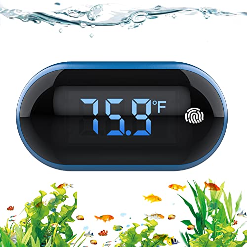 LED Fish Tank Thermometer, PAIZOO Digital Aquarium Thermometer with Touch Screen, Range of 32-211℉, Accuracy & Energy-Saving Stick-on Wireless Thermometer for Glass Containers, Turtle Tank, Aquariums