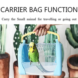 kathson Hamster Cage Travel Carrier Portable Cage with Water Bottle Outgoing Cage and Adjustable Strap Pet Cage for Small Pet Hedgehog Sugar Glider Squirrel Mice（Blue）