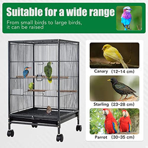 BestPet 35 inch 53 inch Wrought Iron Bird Cage with Play Open Top and Rolling Stand,Large Parrot Cage Bird Cages for Parakeets,Cockatiel, Canary, Finch, Lovebird, Parrotlet,Pigeons (35 inch)