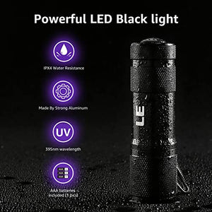 Lighting EVER Black Light Flashlight, Small UV Lights 395nm, Portable Ultraviolet Light Detector for Invisible Ink Pens, Dog Cat Pet Urine Stain, AAA Batteries Included