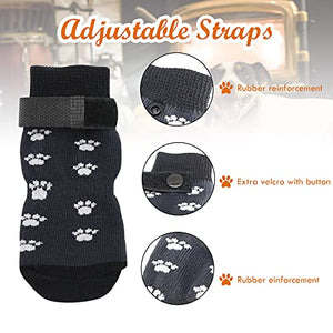 Rypet Anti Slip Dog Socks 3 Pairs - Dog Grip Socks with Straps Traction Control for Indoor on Hardwood Floor Wear, Pet Paw Protector for Small Medium Large Dogs L