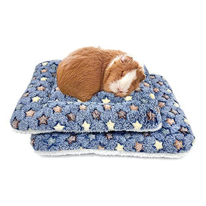 Amakunft 2 Pcs Guinea Pig Bed Mat Washable, Rabbit Winter Bed Pad for Indoor, Warm Small Animal Bed Mattres, Fleece Sleeping Pad for Bunny, Rat, Hedgehog, Sugar Glider, Chinchilla