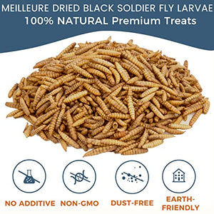 MEILLEURE Dried Black Soldier Fly Larvae for Chickens 5LBS, 85X More Calcium Than Dried Mealworms, Non-GMO 100% Natural BSF Larvae Chicken Treat for Lizard Ducks Wildbirds Gekcos