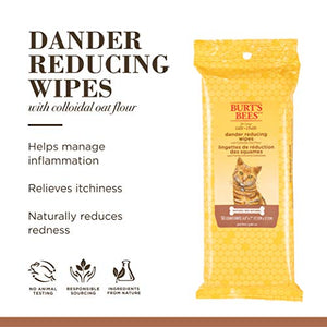 Burt's Bees for Pets Cat Natural Dander Reducing Wipes | Kitten and Cat Wipes for Grooming, 50 Count | Cruelty Free, Sulfate & Paraben Free, pH Balanced for Cats - Made in the USA