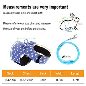 Filhome Adjustable Rabbit Harness Leash, Bunny Harness Leash Cute Vest Harness for Rabbit Ferret Bunny Kitten Guinea Pig Walking Medium