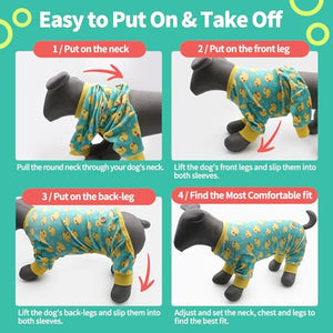 KYEESE Dog Pajama for Medium Dogs Yellow Duck Soft Material Stretchable Dog Pajamas Onesie Dog Apparel